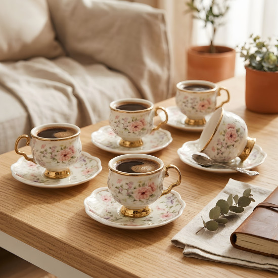 Coffee Cup and Saucer Set - 12 Pcs